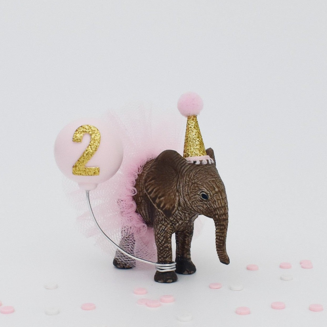 cake topper “elephant” GOLD Birthday Party animal candle holder 
