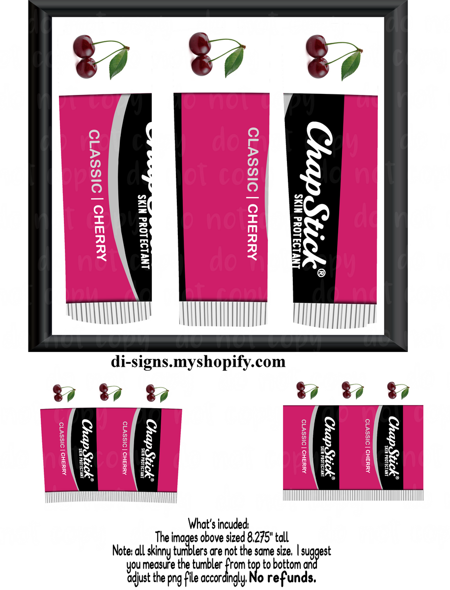 Chapstick Cherry digital image for skinny tumblers sublimation