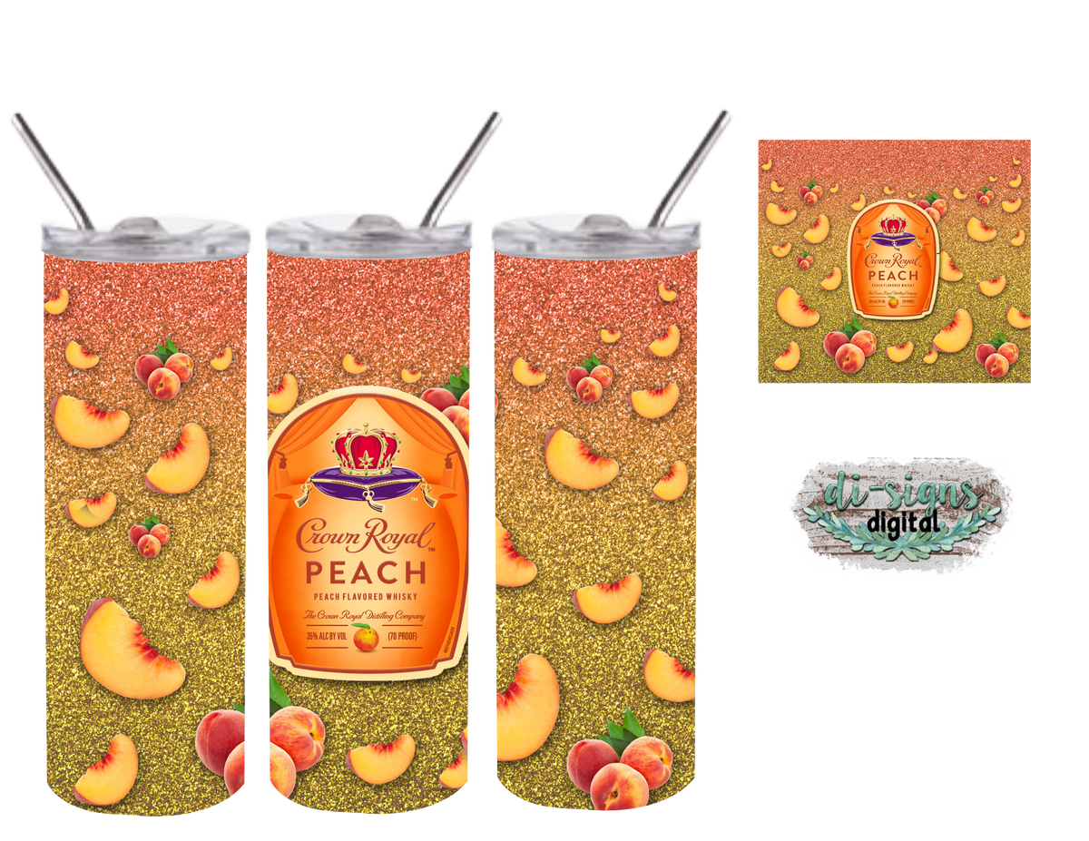 C R Peach Glitter digital image for skinny tumblers sublimation