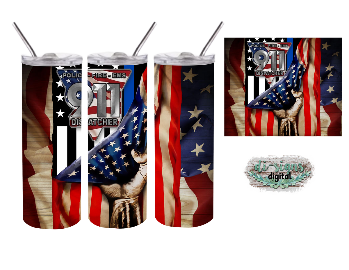 American Flag Hand 911 image for skinny tumblers sublimation – Digital