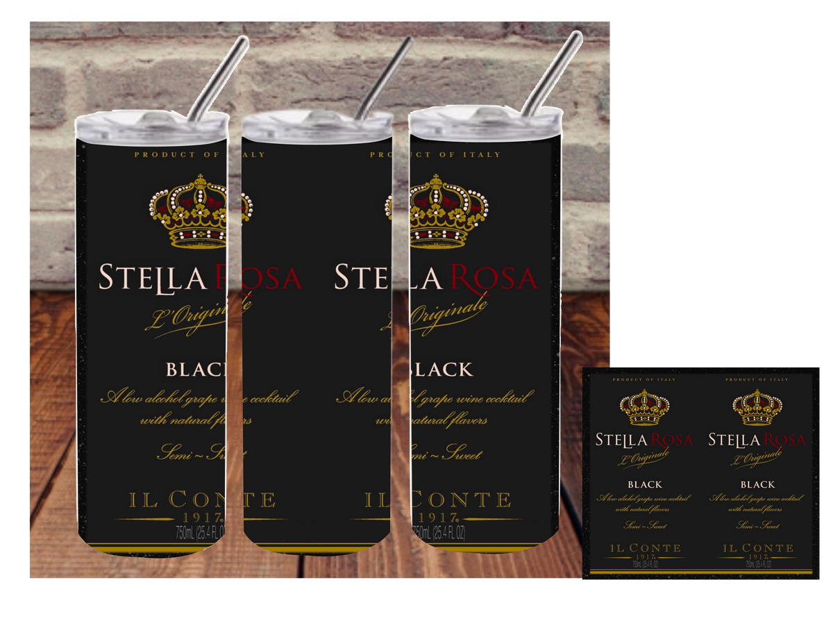 Stella Rosa Black Label digital image for skinny tumblers sublimation