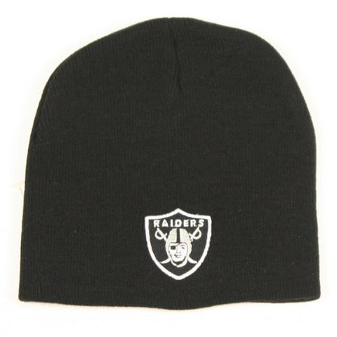 Oakland Raiders Black Skull Cap - NFL Cuffless Beanie Knit Hat