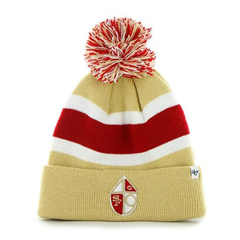 San Francisco 49ers Gold Cuff "Breakaway" Beanie Hat with Pom - NFL NY Cuffed Winter Knit Toque Cap