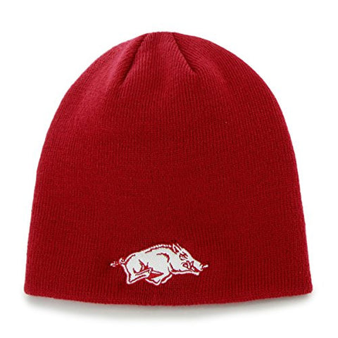 Arkansas Razorbacks Red Skull Cap - NCAA Cuffless Winter Knit Toque Beanie Hat