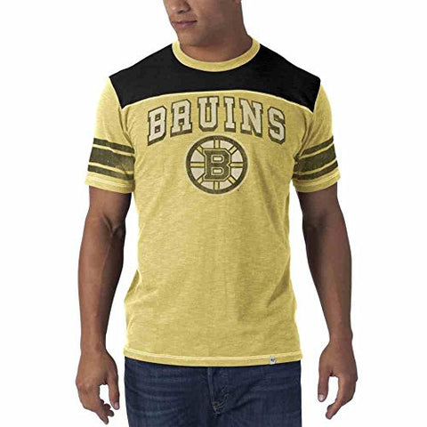 47 Brand NHL Boston Bruins "Top Gun" Men's Scrum Tee, Gold T-Shirt (XXL)