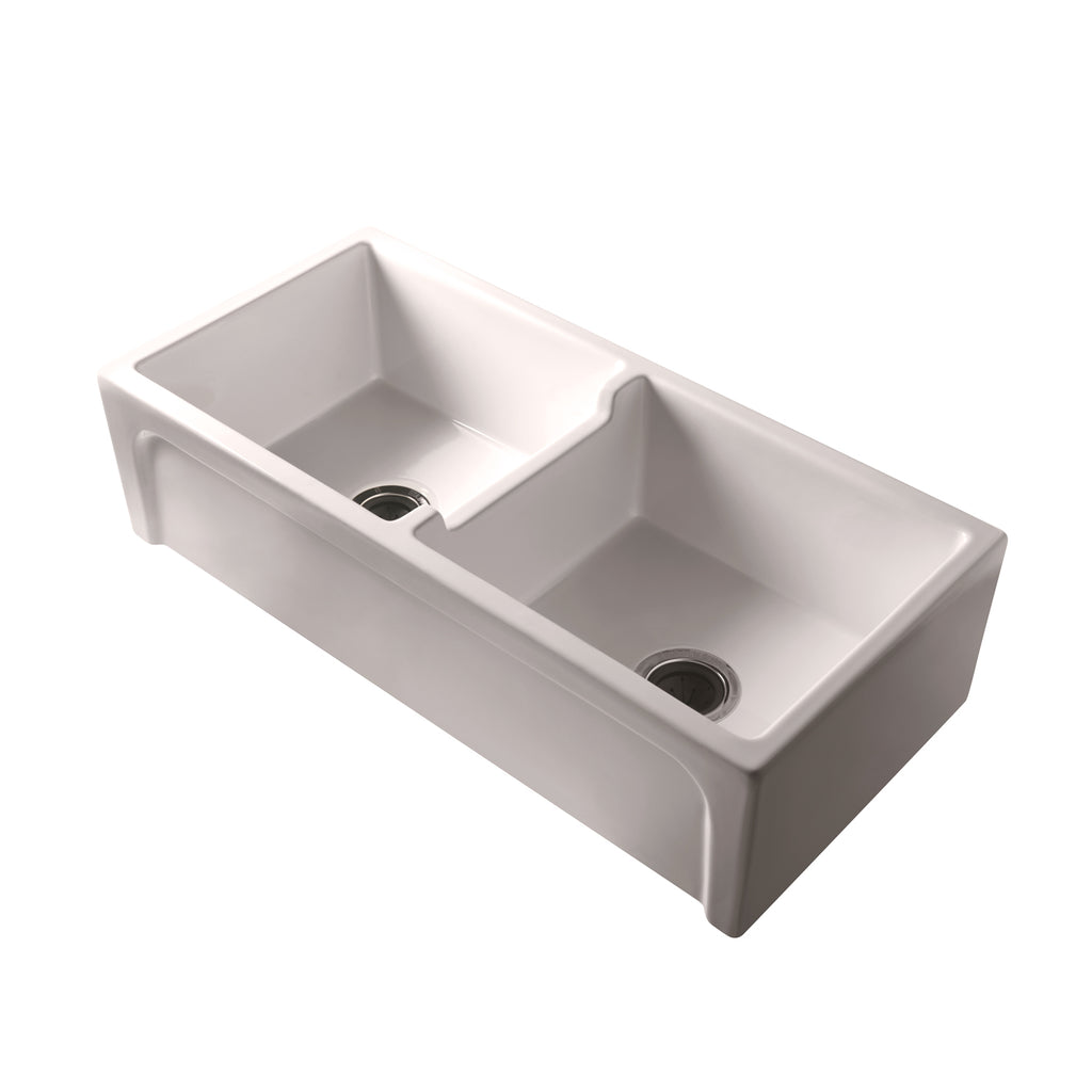 Barclay Myron 39 Double Bowl Fireclay Farmer Sink In Bisque