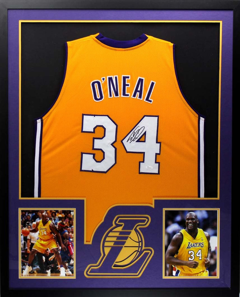 Shaquille O'Neal Signed Los Angeles Lakers Framed Yellow Custom Jersey