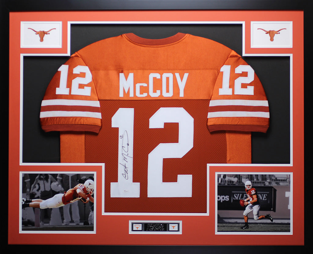 Colt McCoy Autographed Framed Orange Longhorns Jersey JSA COA