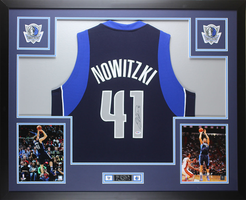 Dirk Nowitzki Autographed \u0026 Framed Blue 