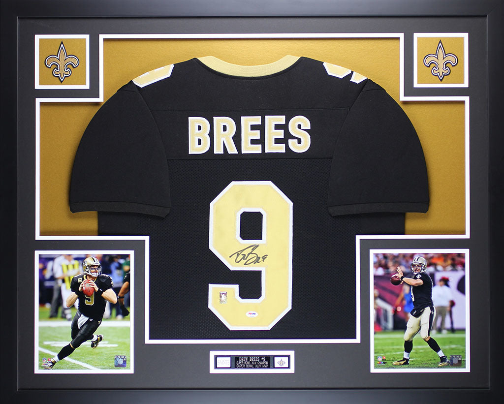 Drew Brees Autographed and Framed Black 