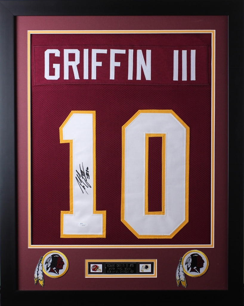 Robert Griffin III Framed and Autographed Maroon Redskins Jersey JSA Certified