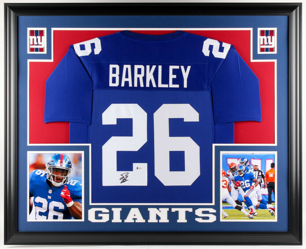 JSA COA Saquon Barkley Autographed New York Giants Custom Blue Football Jersey 