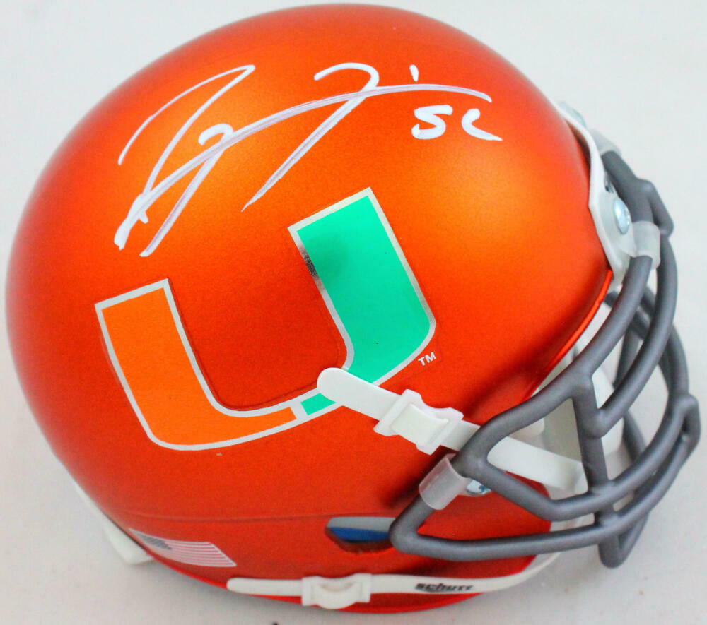 Ray Lewis Autographed Miami Hurricanes Mini Football Helmet JSA COA 