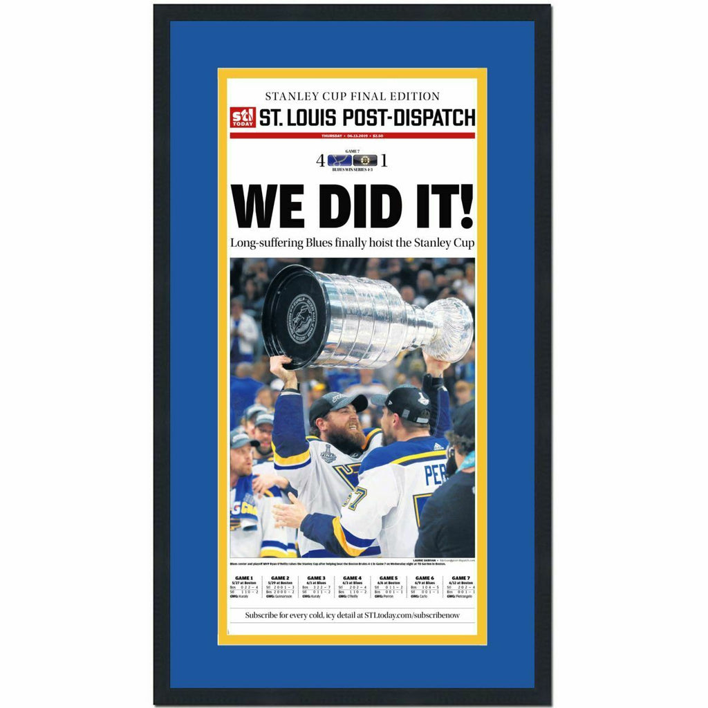 Louis Dispatch We Did It Blues 2019 Stanley Cup Newspaper 17x27 Photo Framed St 