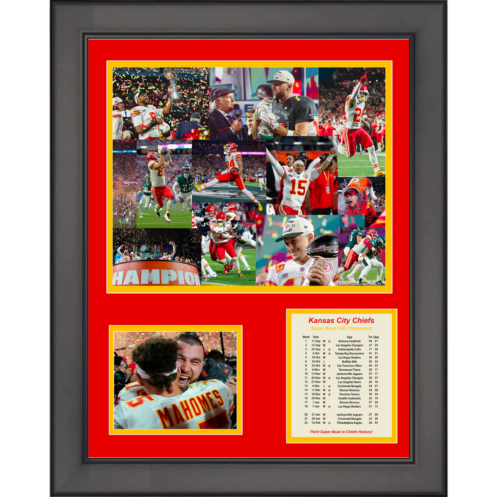 Framed Kansas City Chiefs Super Bowl Lvii Champions Football 12x15 P