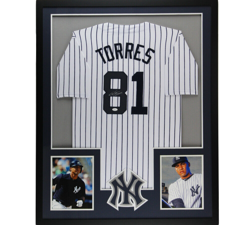 Fanatics Authentic Gleyber Torres New York Yankees Deluxe Framed Autographed White Nike Replica Jersey