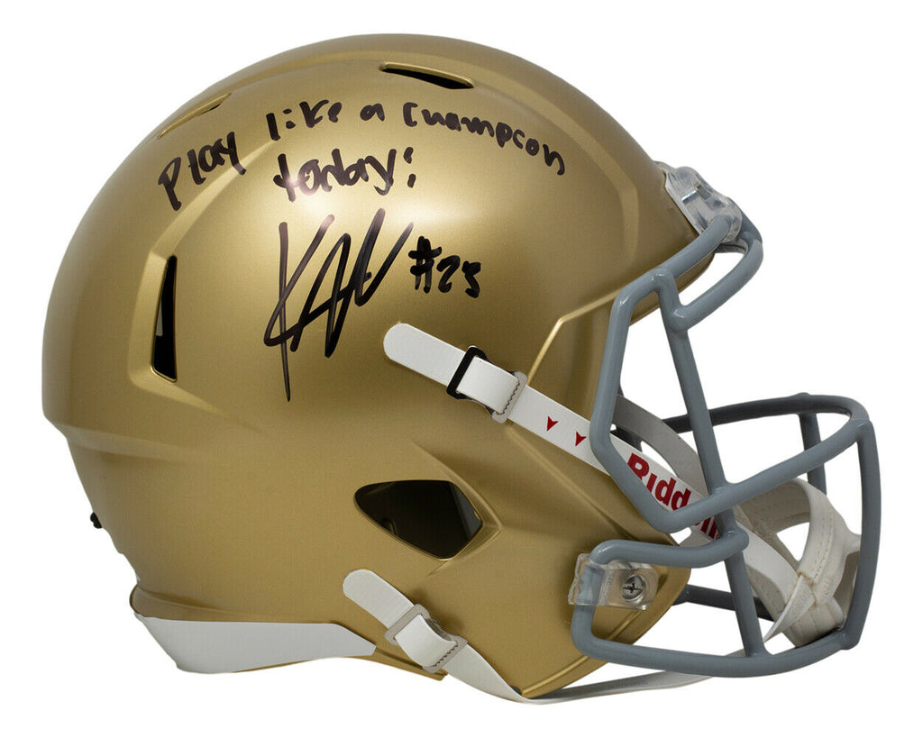 Lou Holtz Autographed Hand Signed Notre Dame Fighting Irish Full Size Football Helmet PSA/DNA with 1988 National Champs Inscription 