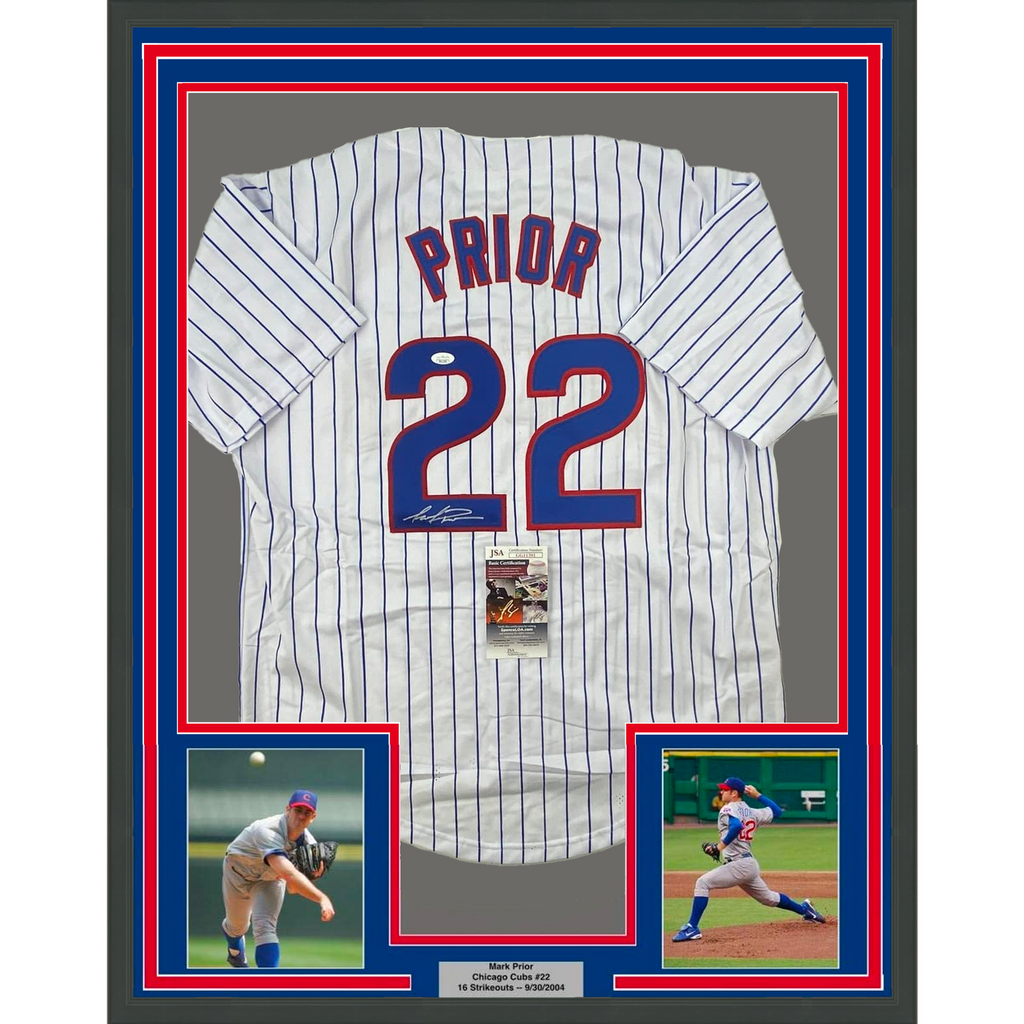 Framed Autographed/signed Mark Grace 33x42 Chicago Blue 