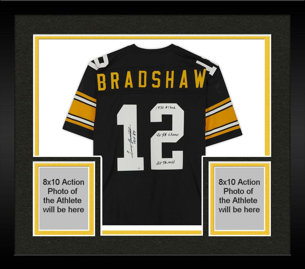Mitchell Ness Terry Bradshaw Pittsburgh Steelers Black Legacy Replica Jersey Size Medium