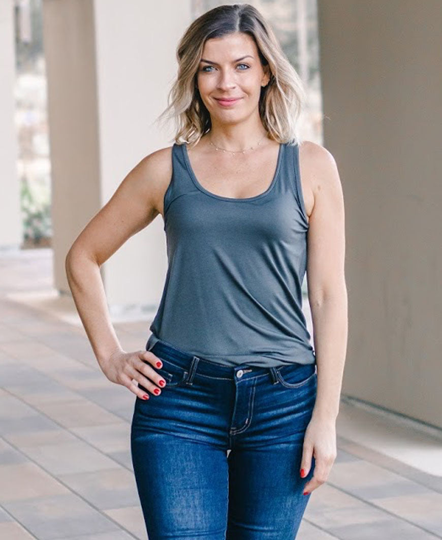 Dark Grey Knit Tank Top