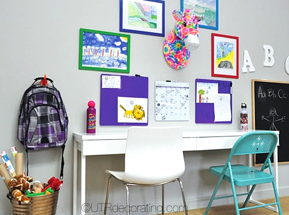 Create a study space for young kids that is comfortable and colourful. A place they will want to go to to do their homework.