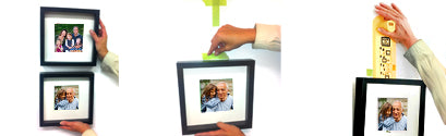 positioning photo frames using painter's tape and the Hang & Level tool