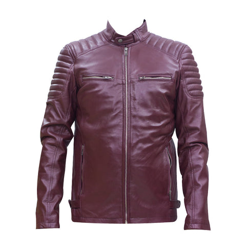 Leather Jacket With Collar Button