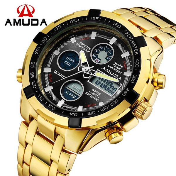 gold plated digital watch