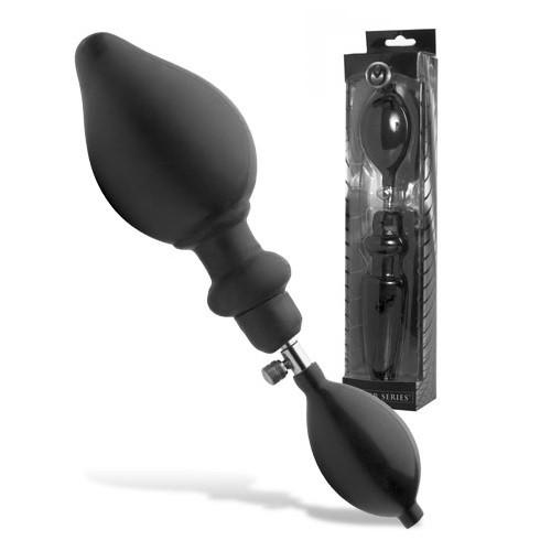 black vibrating inflatable double ended dildo with hand pump
