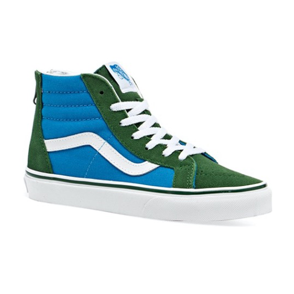 blue and green vans