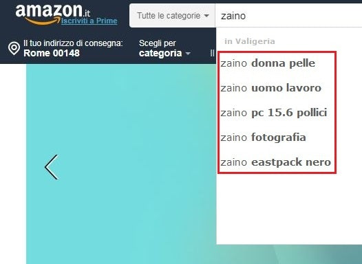 suggerimenti keyword Amazon