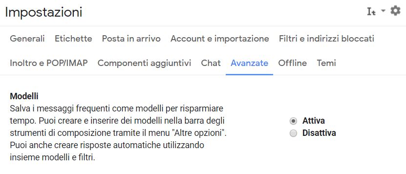 Come attivare Modelli Gmail