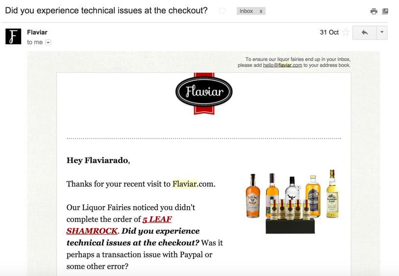 Flaviar strategia di email marketing