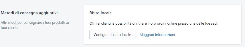 Abilitare il Ritiro locale per ordini online