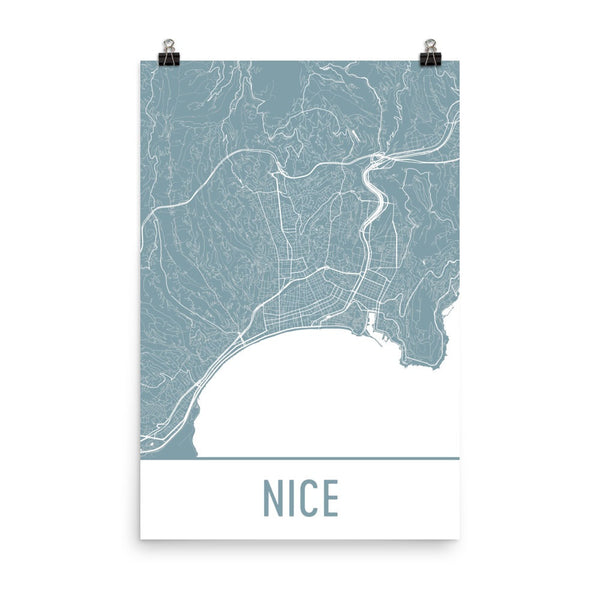 Street Map Of Nice France Nice France Street Map Poster - Wall Print By Modern Map Art