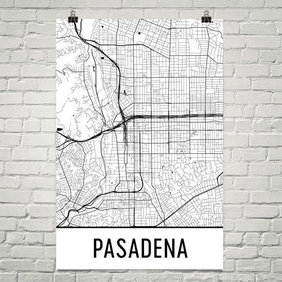 statistieken Grazen Rondlopen Pasadena CA Street Map Poster - Wall Print by Modern Map Art