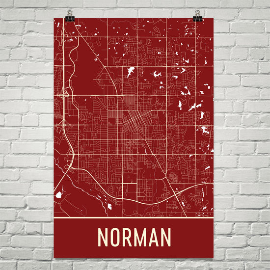 Norman Ok Street Map Poster Wall Print By Modern Map Art 1525