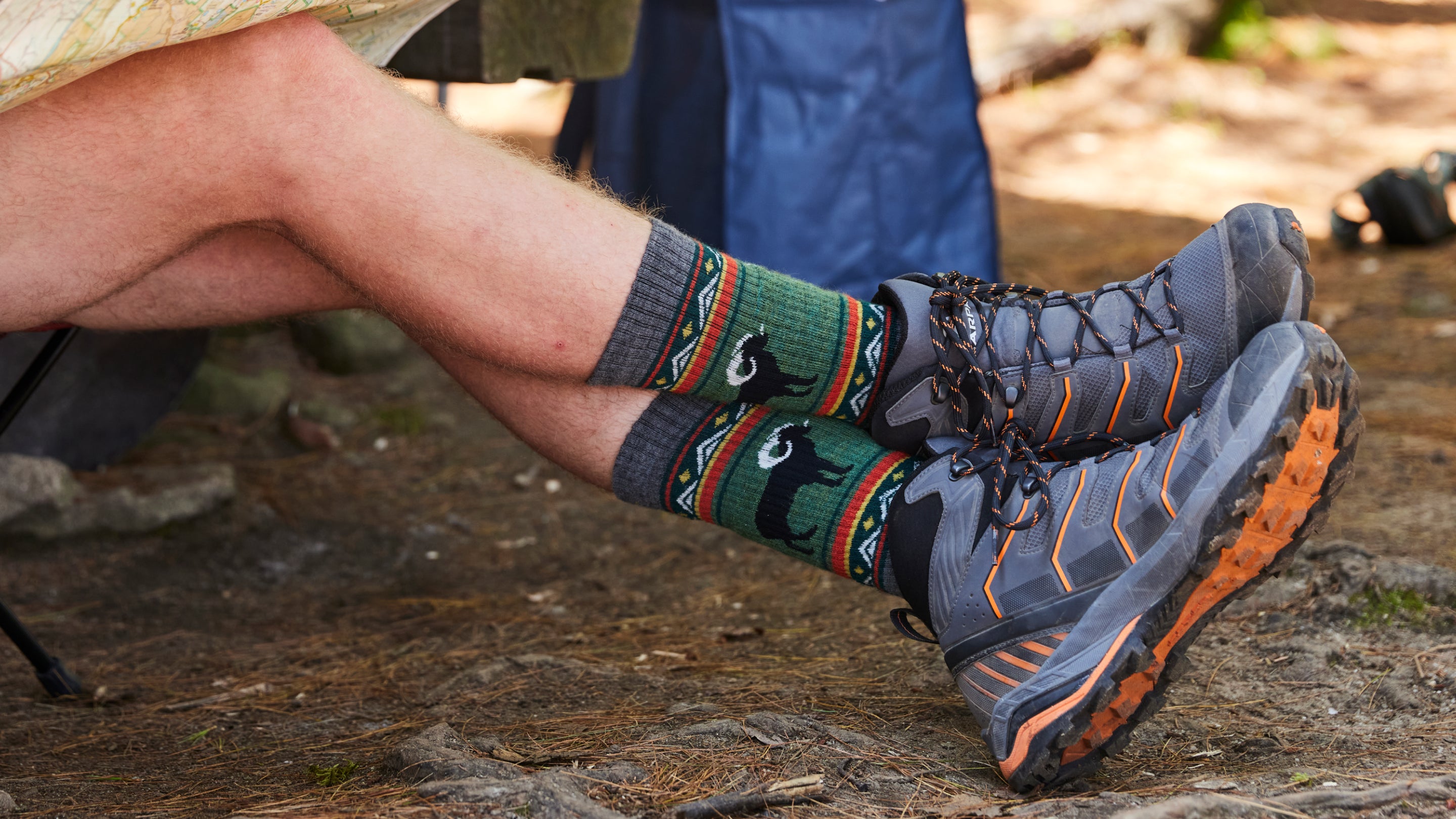 Close up on model featuring our Men's Number 2 Micro Crew Hiking sock