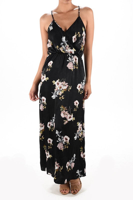 floral satin maxi dress