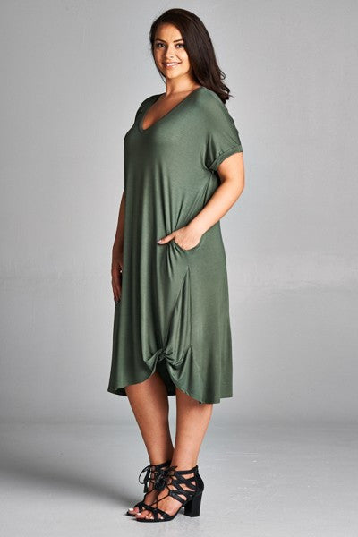 v neck maxi shift dress