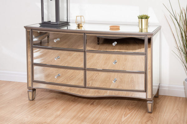 Eva 6 Drawer Mirrored Chest Of Drawers Bella Interiors Sussex