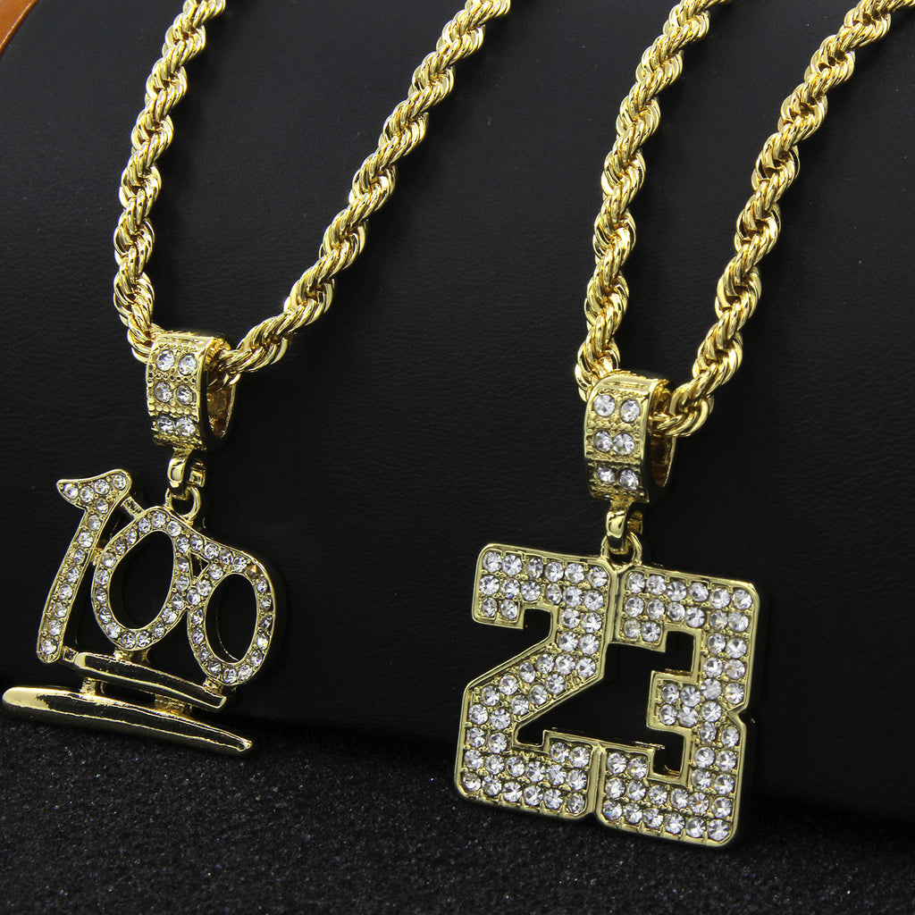 14K Gold Plated Cz Letter BORN FREE Pendant 24/" Rope Chain Hip Hop Necklace