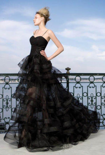 black tiered gown
