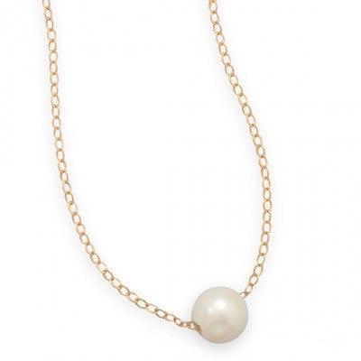 floating pearl gold freshwater necklace 14k filled