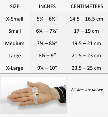 Size Chart Infrared Gloves