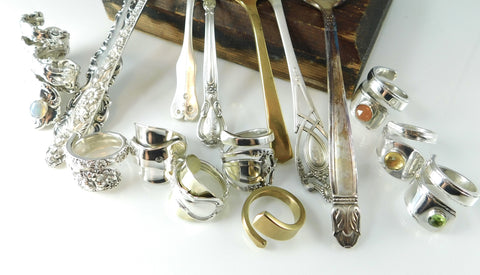 Spoon Rings made from vintage flatware silverware