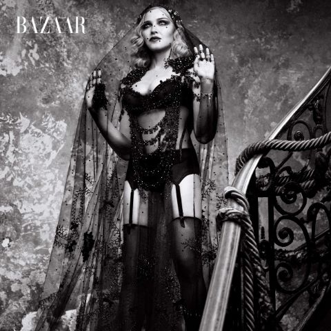 Madonna: Gunmetal baroque rings, HARPER’S BAZAAR collectible cover and inside book