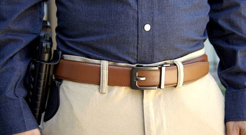 Trakline men's leather gun belt for concealed carry by Kore Essentials. 