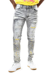 Switch Painted Ripped Jean (Ice Grey/Yellow)