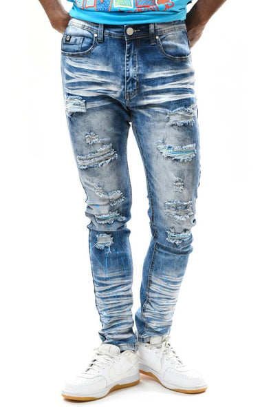 Switch Painted Ripped Jean (Medium Blue/Blue)